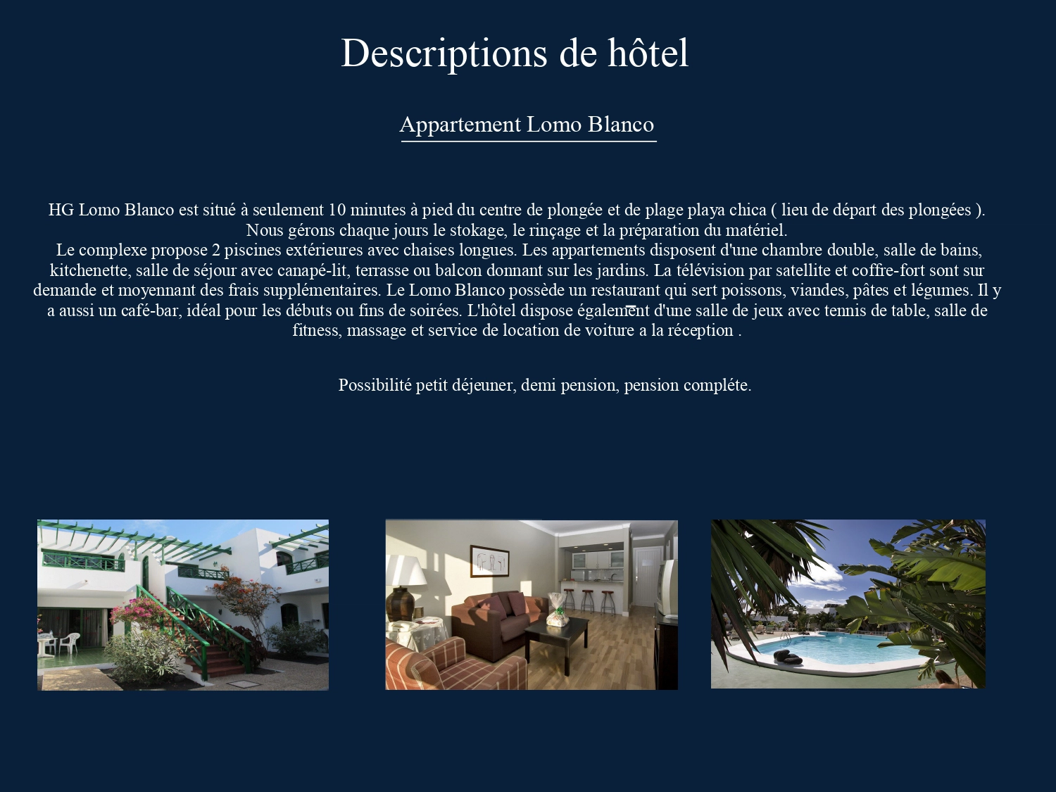 Descriptions Hôtel
